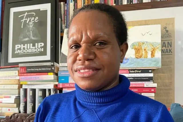 Ariana Elopere, photographed in 2023. HRW documents her arrest and prosecution after the August 2019 anti-racism protest in Jakarta.
