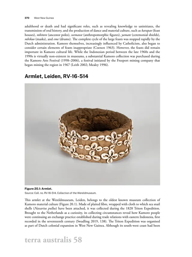 Kamoro armlet collected during the 1828 Triton expedition, Figure 20.1.