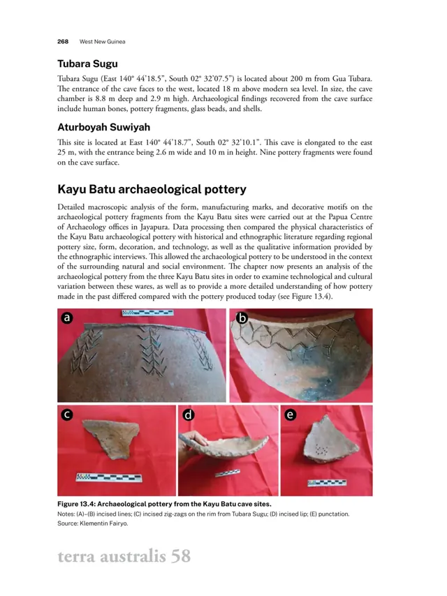 Archaeological pottery from Kayu Batu cave sites, Figure 13.4.