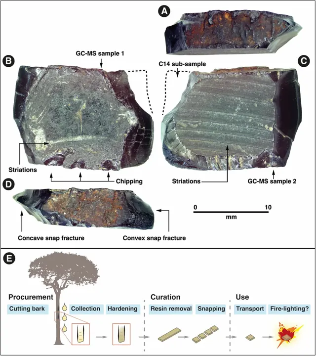 Resin artefact and proposed use, Figure 5 from Gaffney and colleagues’ 2024 study.